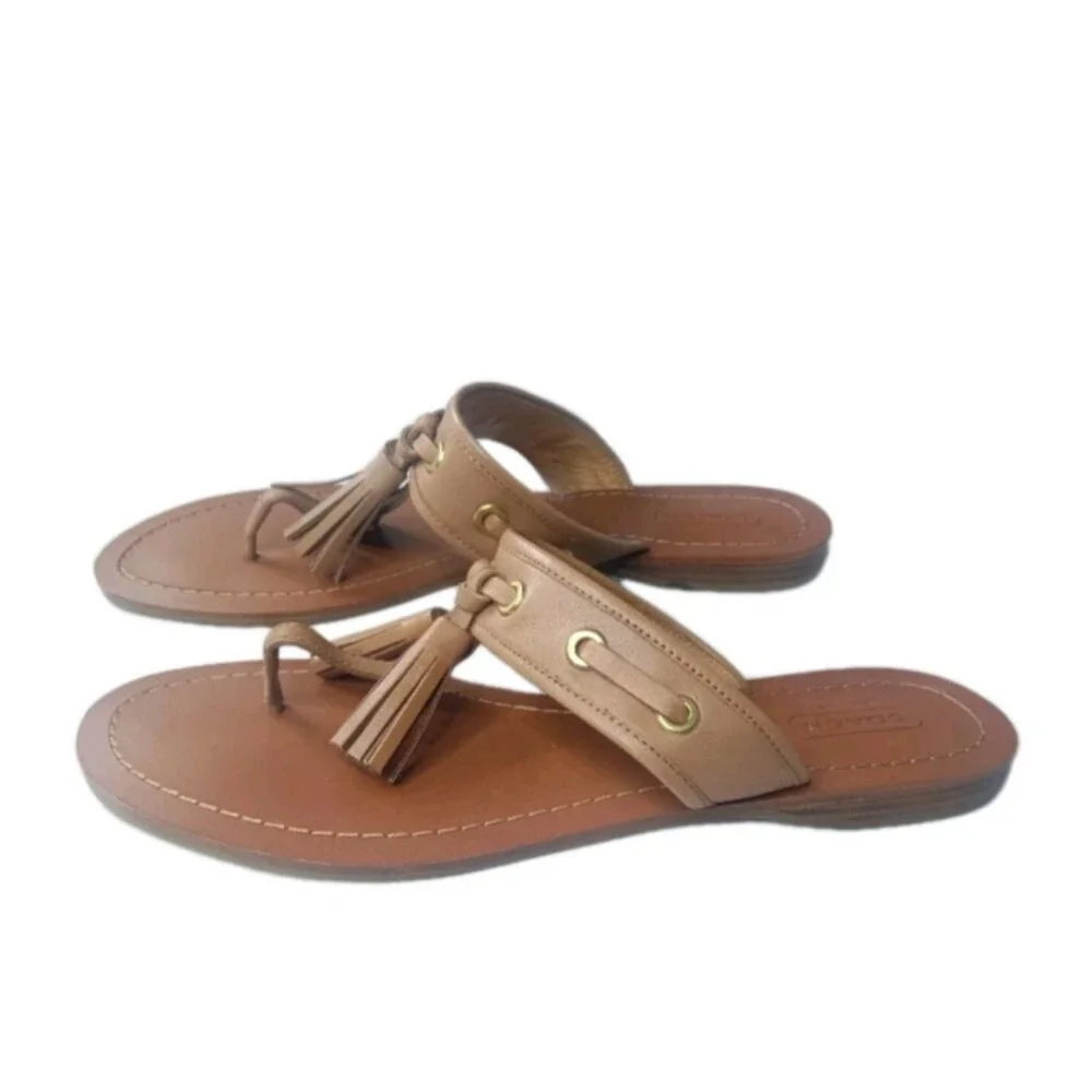 Coach Sheena Tan Leather Tassel Sandals Women's Size  8.5 B Shoes